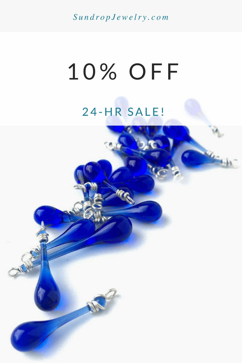 24 hour sale!  10% off sapphire blue jewelry for September