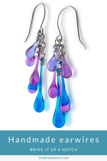 Hand-forged Argentium silver ear hooks now available as an option for nearly all Sundrop Jewelry earrings