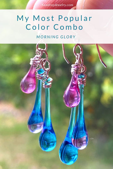 Morning Glories' pinks and turquoise are Sundrop Jewelry's most popular color combination for multicolored earrings and necklaces