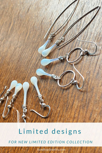 Limited white earring designs for the limited edition collection, Cloud Dancer, by Sundrop Jewelry