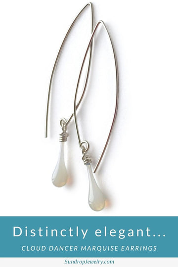 Cloud Dancer Marquise Earrings are distinctly elegant jewelry inspired by the 2026 Pantone color of the year