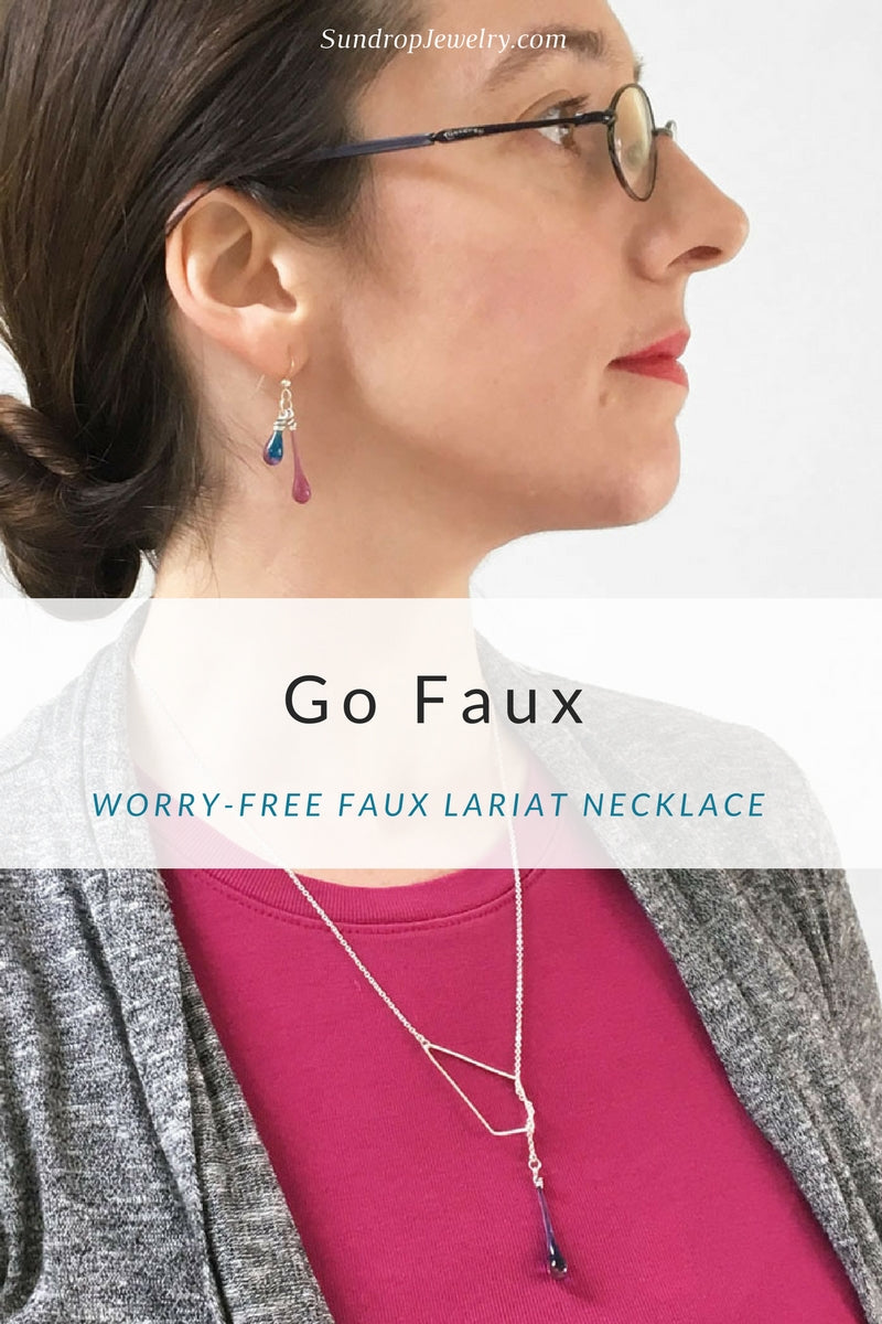 Worry-free faux lariat necklace by Sundrop Jewelry