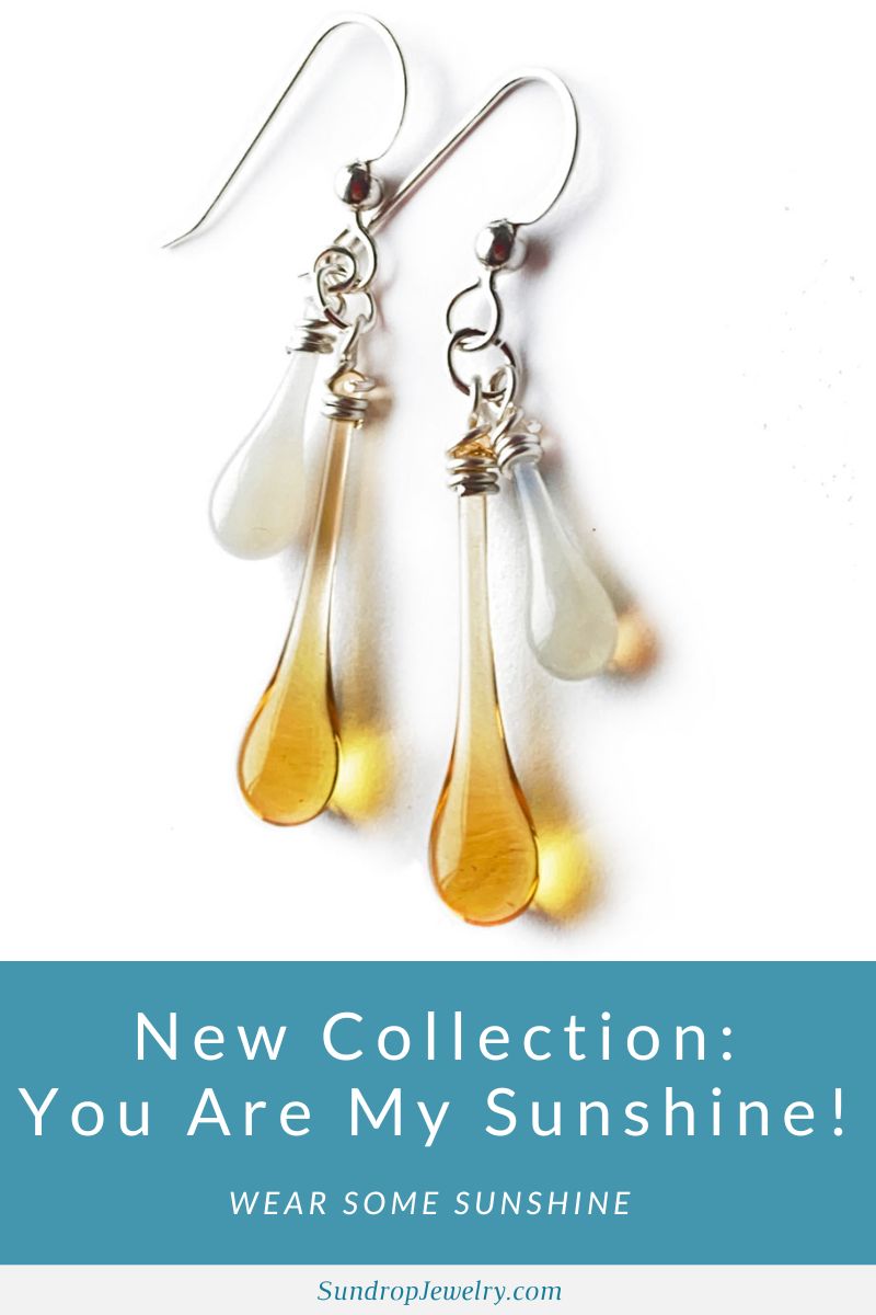 Sunlight and Moonlight Duet Earrings from the new "You Are My Sunshine" collection of sun-melted glass jewelry from Sundrop Jewelry