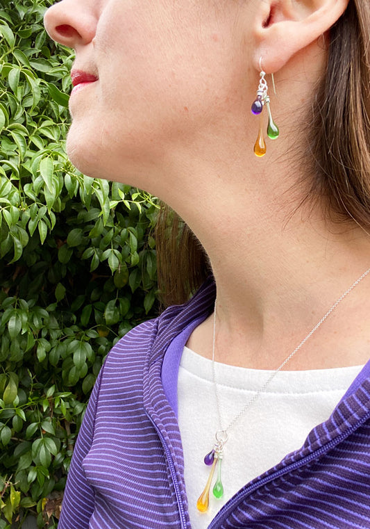 Trio Earrings - Mardi Gras #2