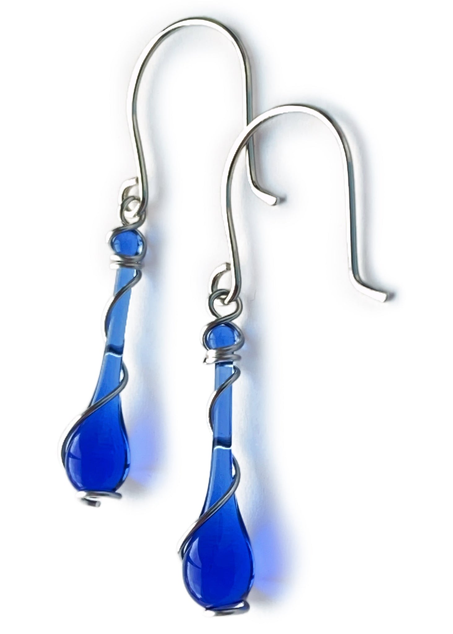 Cobalt Lyra Earrings with handmade earwires
