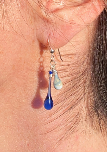 Storm Duet Earrings, cobalt blue #2 - Sundrop Jewelry