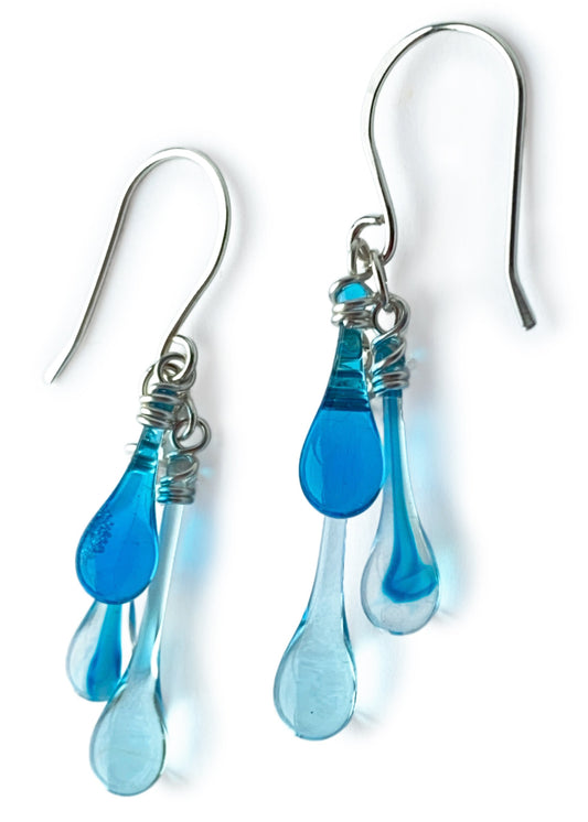Tropical Waters Trio Earrings, with handmade earwires