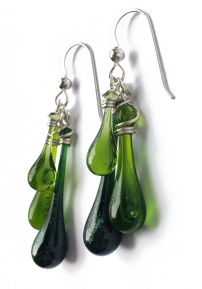 Trio Earrings - glass Earrings by Sundrop Jewelry