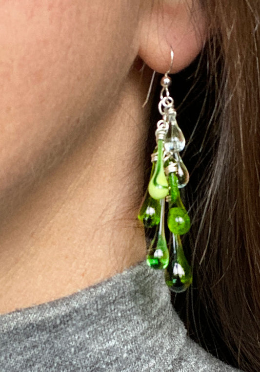 Spring Greens Waterfall Earrings
