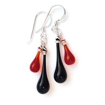 Black & Red Chime Earrings - glass Jewelry by Sundrop Jewelry