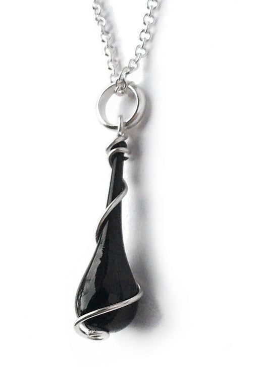 Black Lyra Pendant Necklace