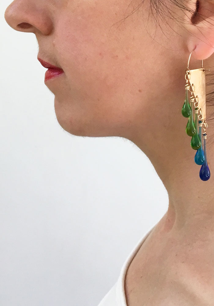 Bronze Rainforest Fringe Earrings - glass Earrings by Sundrop Jewelry
