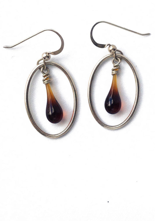 Bottle Brown Cameo Earrings