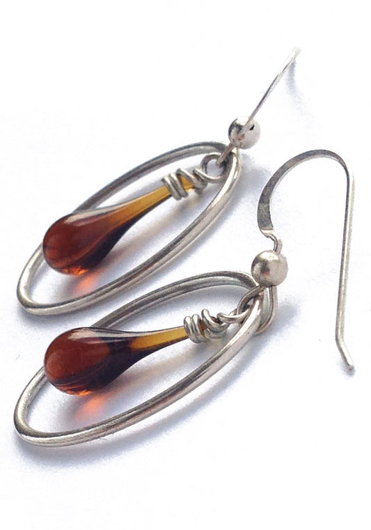 Bottle Brown Cameo Earrings