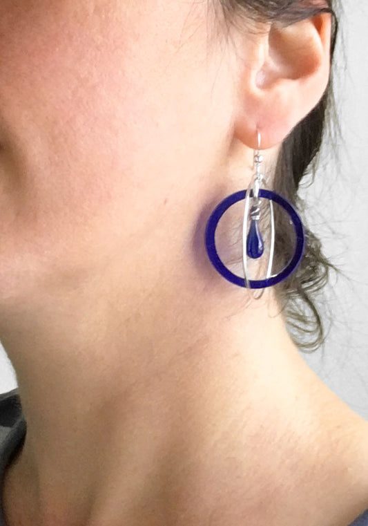 Gyroscope Earrings, glass circles