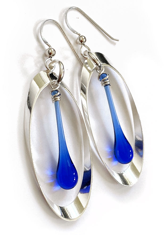 Oval Ribbon Earrings, Large - glass Earrings by Sundrop Jewelry