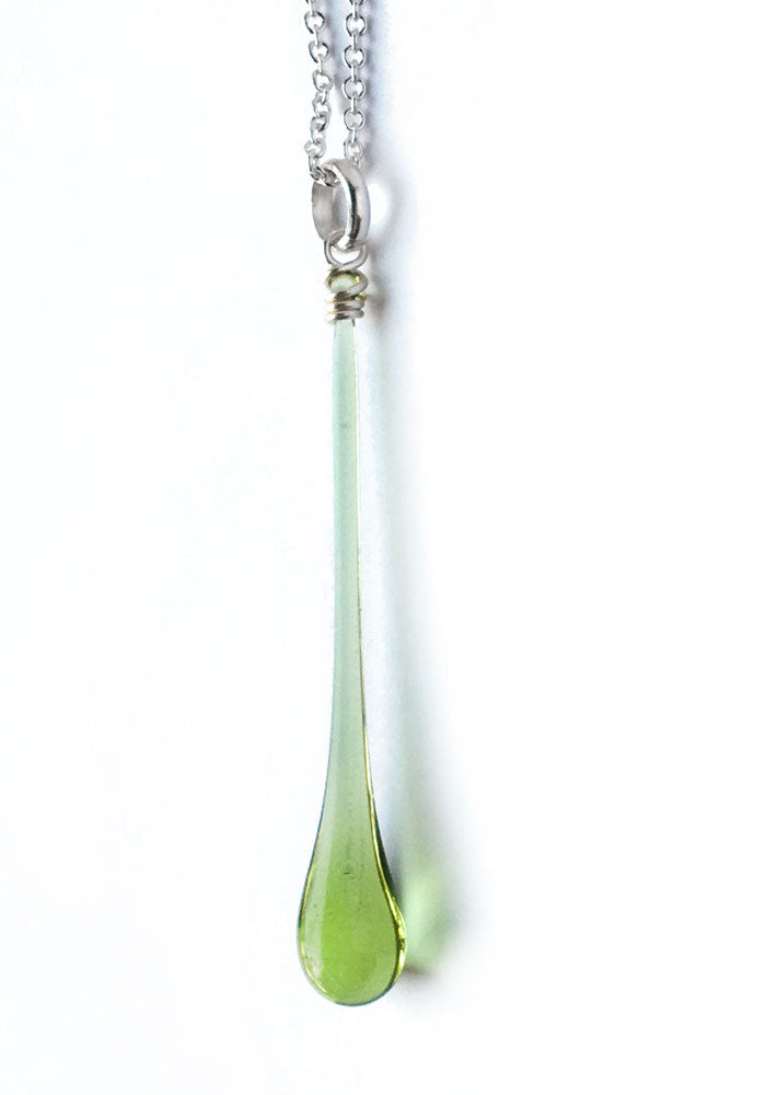 Extra-Long Kelly Green Pendant - glass Jewelry by Sundrop Jewelry