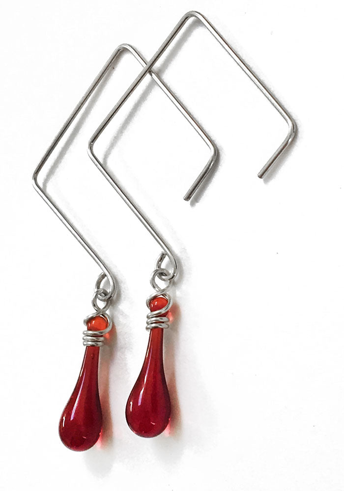 Square Earrings - glass Earrings by Sundrop Jewelry