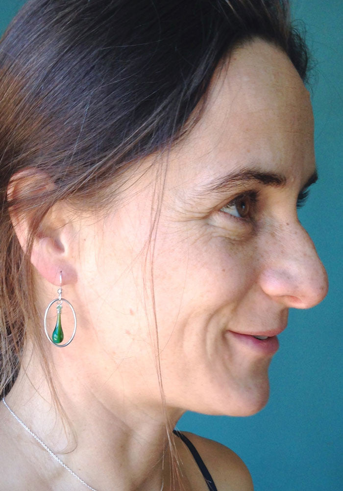 Cobalt Tornado Cameo Earrings - glass Jewelry by Sundrop Jewelry
