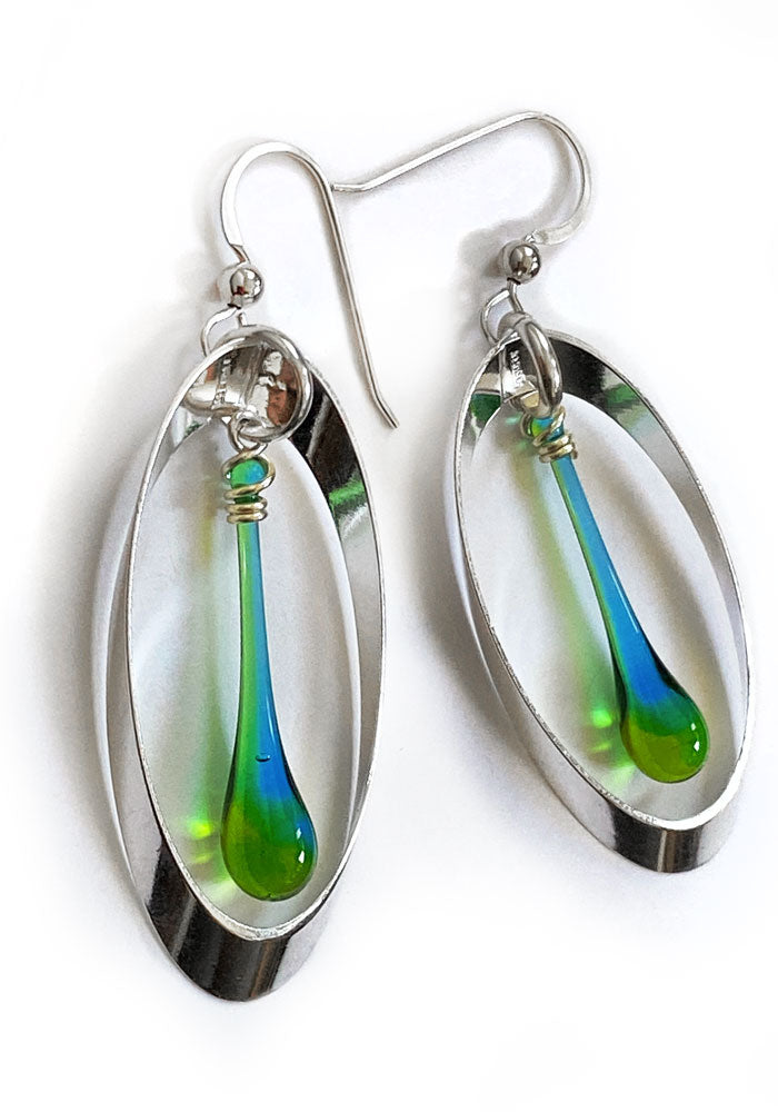 Oval Ribbon Earrings, Large - glass Earrings by Sundrop Jewelry