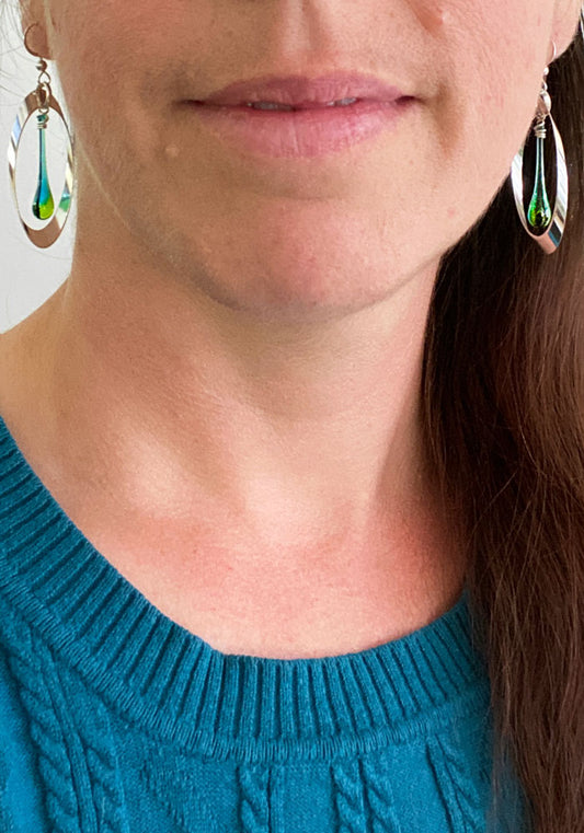 Oval Ribbon Earrings, Large - glass Earrings by Sundrop Jewelry
