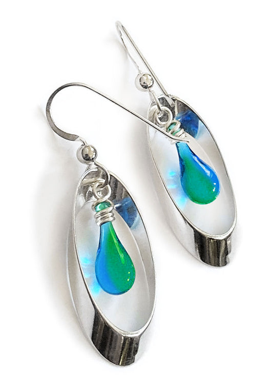 Oval Ribbon Earrings, Small