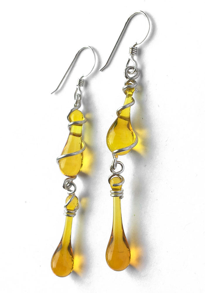 Honey Gemini Earrings - glass Jewelry by Sundrop Jewelry