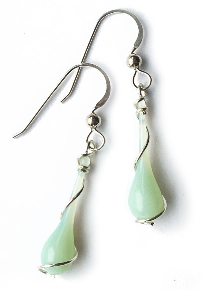 Jadeite Lyra Earrings - glass Jewelry by Sundrop Jewelry