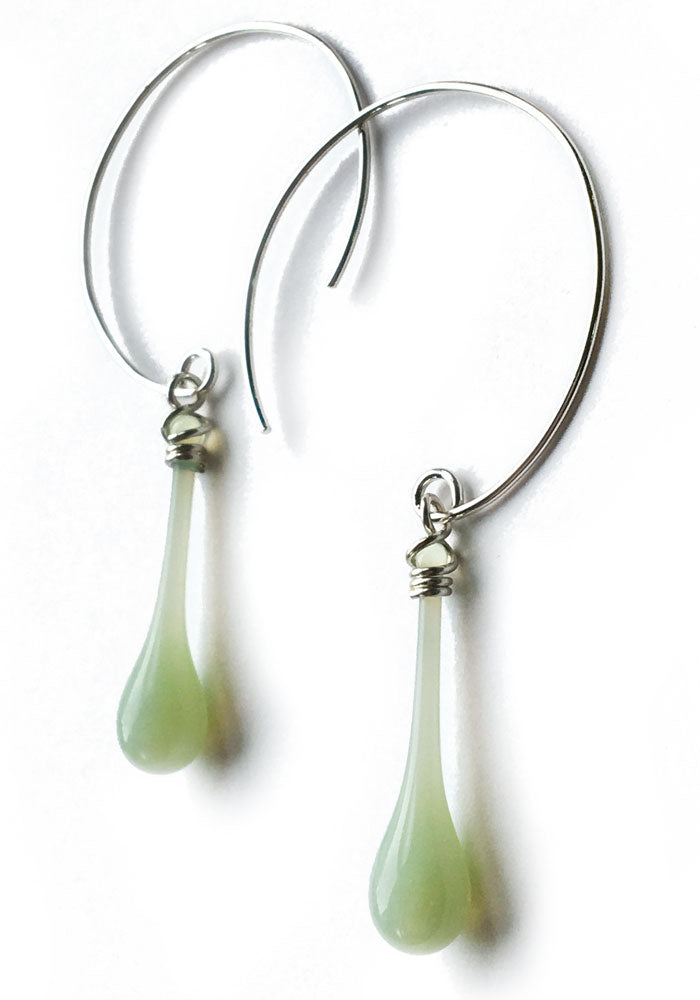 Jadeite Circle Earrings, medium - glass Earrings by Sundrop Jewelry