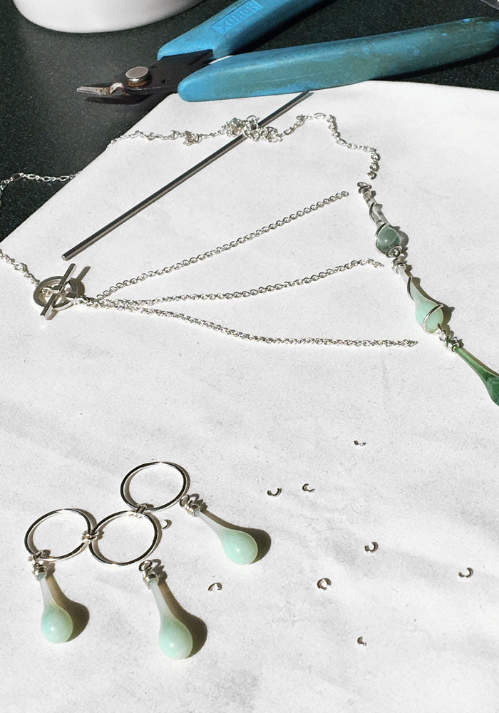 Jadeite Orion Necklace - glass Necklace by Sundrop Jewelry