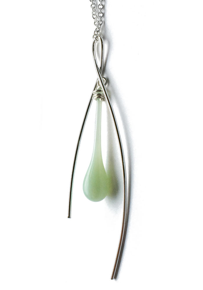 Jadeite Inner Spark Pendant - glass Necklace by Sundrop Jewelry