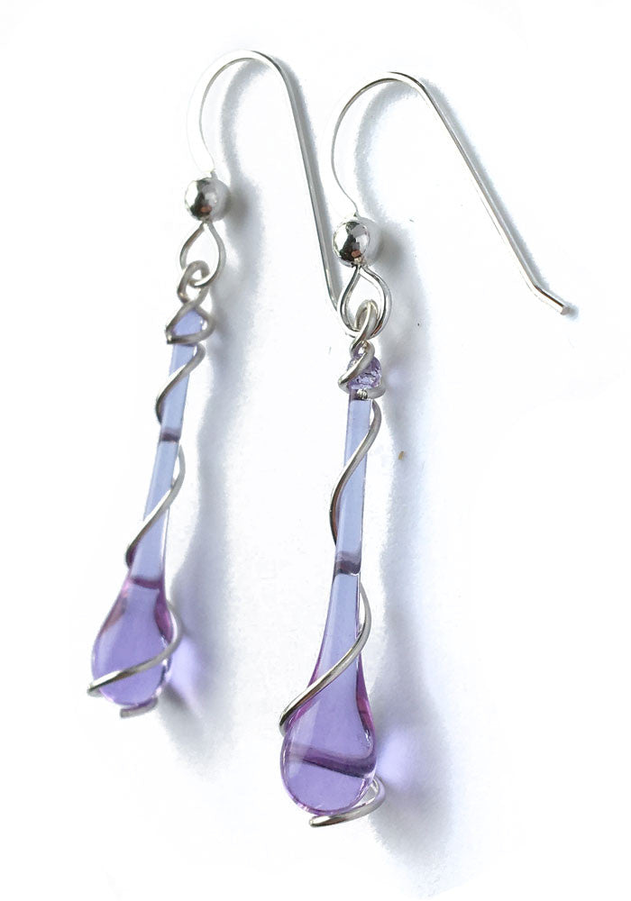 Lyra Silver Spiral Earrings - glass Jewelry by Sundrop Jewelry