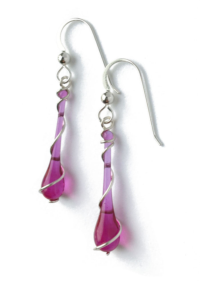 Lyra Silver Spiral Earrings - glass Jewelry by Sundrop Jewelry