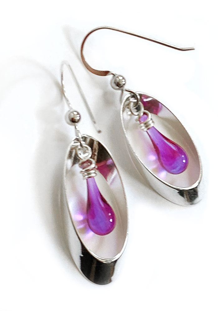 Oval Ribbon Earrings, Small - glass Earrings by Sundrop Jewelry