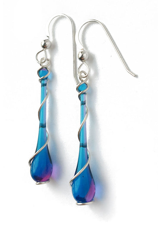 Lyra Silver Spiral Earrings - glass Jewelry by Sundrop Jewelry
