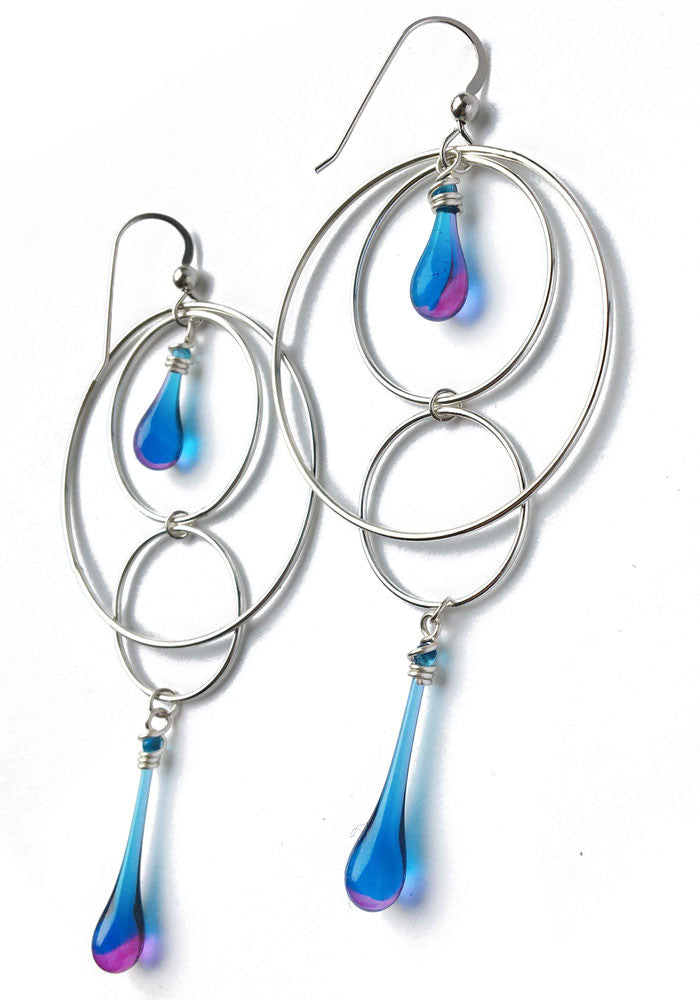 Orbital Motion Earrings, large - glass Earrings by Sundrop Jewelry