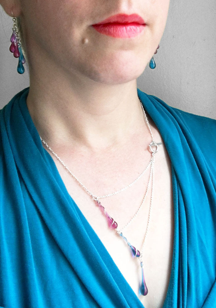 Spring Greens Aurora Necklace - glass Necklace by Sundrop Jewelry