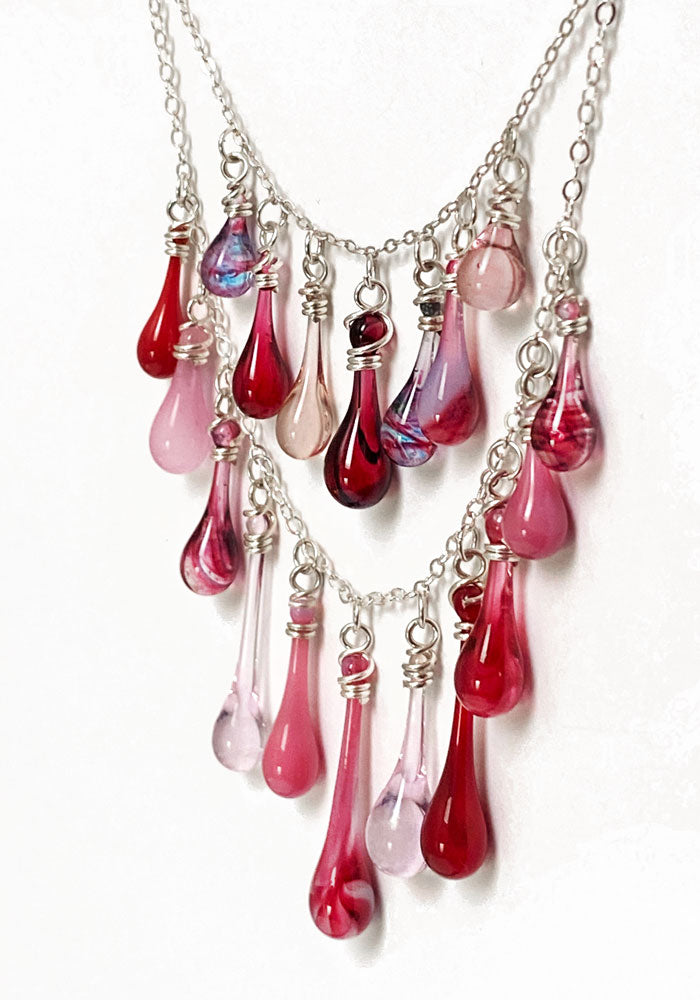 Pinks and Purples Waterfall Necklace - Sundrop Jewelry