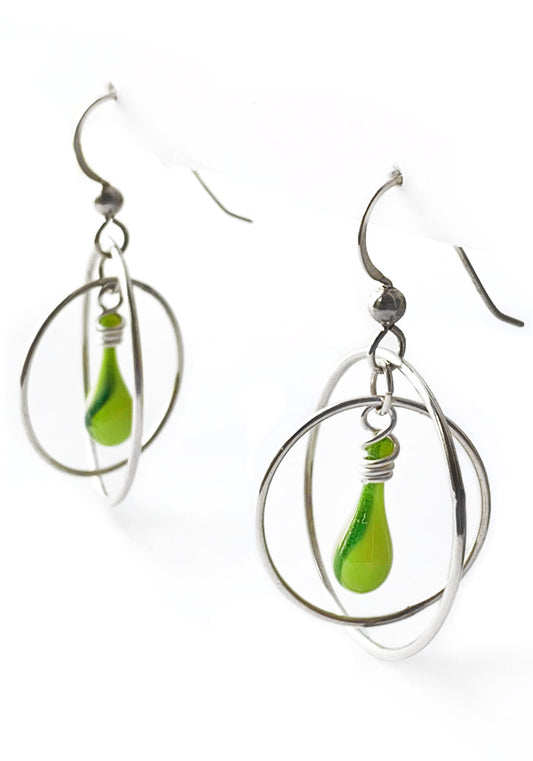Sparkling Lime Gyroscope Earrings