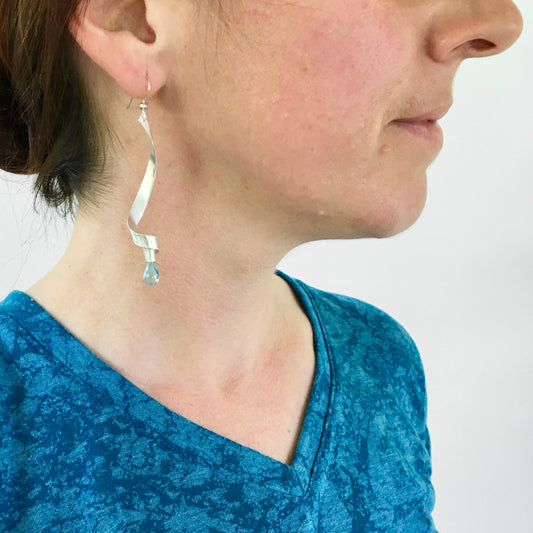 Ribbon Earrings, Long - glass Earrings by Sundrop Jewelry